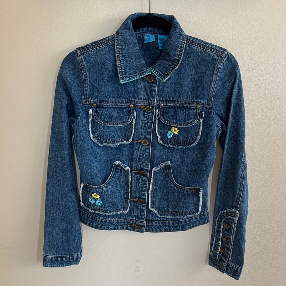 Jean Jacket Embroidered Floral Denim Jacket
